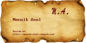 Mensik Axel névjegykártya